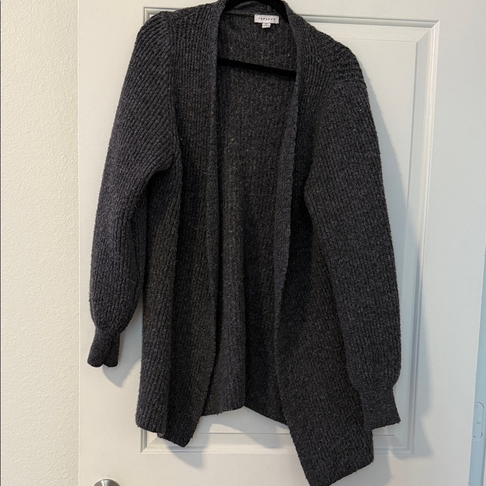 Charcoal Open-Front Cardigan